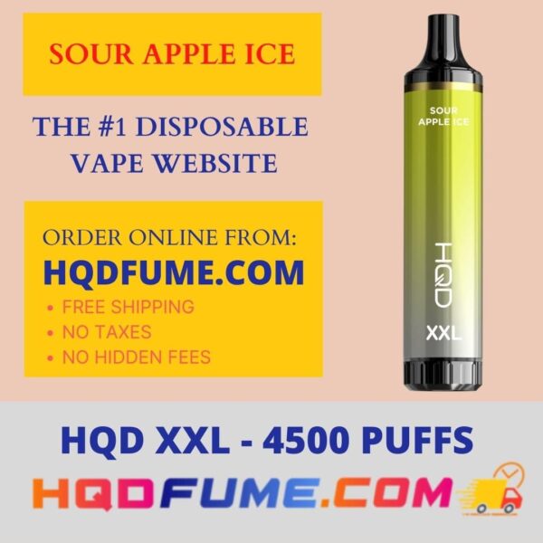 HQD XXL Sour Apple Ice 4500 Puffs disposable vape